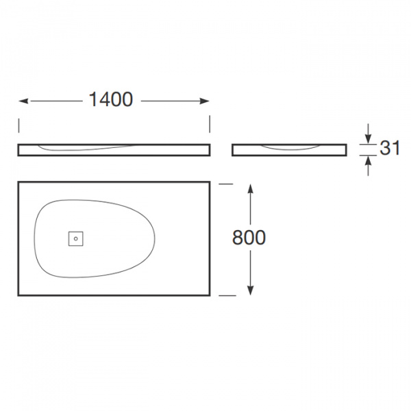 Armani Roca Baia Душевой поддон 140х80х3.1см с боковым сливом, с anti-slip, мат-л: Stonex, цвет: greige