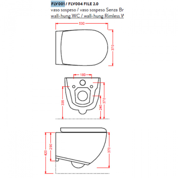 Artceram FILE 2.0  Унитаз подвесной безободковый 36х52 см, цвет: grigio oliva