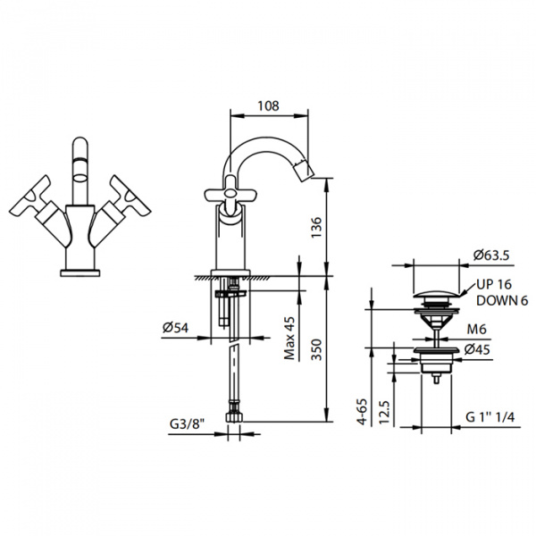 Fantini Icona Classic Смеситель для биде, 1 отверстие, цвет: хром