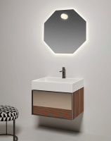 Antonio Lupi Gesto Комплект подвесной мебели 63х50хh50см, с раковиной, с 1 ящиком с зеркальным фасадом, цвет: Noce canaletto/vetro argentato bronzo