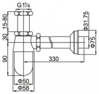 Сифон для раковины Cezares CZR-SB4-03, золото