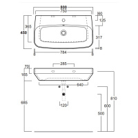 Simas Baden Baden Раковина 80х45 см, 1 отв., цвет: белый