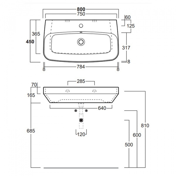 Simas Baden Baden Раковина 80х45 см, 1 отв., цвет: белый