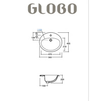 Globo Lavabi d'arr Раковина 56х48.5х20 см, 1 отв., с переливом, цвет: белый