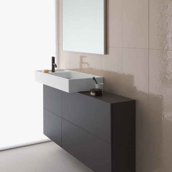 Laufen Kartell Тумба под раковину слева, 120х27х61см, с 1 дверцей и 2 створками, цвет: серая галька