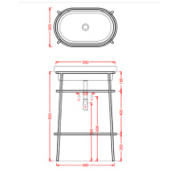 Artceram FUORI SCALA Металическая структура 36.5x58.6хh83см с раковиной без отв под смеситель, Fuori Scala ovale 59, цвет: черный матовый/белый матовый