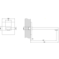 Gessi Rettangolo Настенный излив 197мм, для монтажа с удаленным управлением (не входит в комплект), цвет: хром
