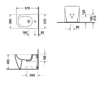 Duravit Биде напольное 57х37см, с 1 отв под смеситель, с креплением, цвет: белый