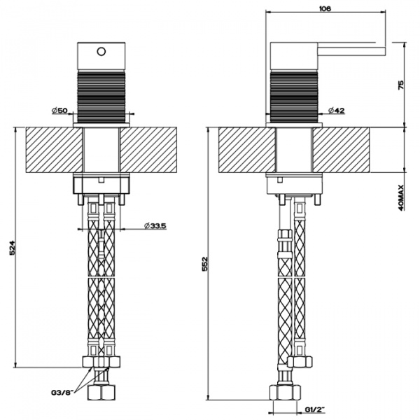 Gessi 316 Рычаг удаленного управления, цвет: brushed black metal pvd