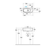 Globo Genesis Раковина 50х22х15 см, без отв., подвесная, цвет: белый