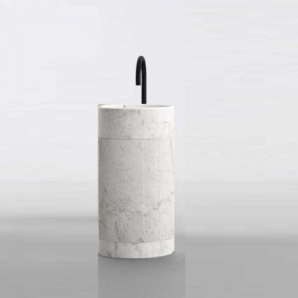 NOORTH milldue edition ROMA Раковина 45х88 см, без отв., напольная, без перелива, с донным клапаном, цоколь Ardesia, цвет: Bianco Carrara/Bianco Carrara