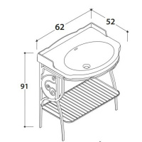 Globo Paestum Консоль напольная 62х52см, с раковиной на 3 отв., цвет: met.antico
