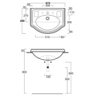 SIMAS Arcade Раковина 67х49 см, 3 отв., цвет: белый