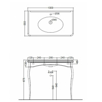 Kerasan Retro Консоль-раковина белая 100х55см, на 1 отв, с ножками бронза