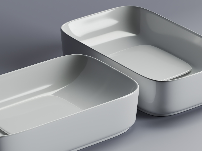 Умывальник чаша накладная прямоугольная с керамической накладкой на сливное отверстие Element 600*375*145мм Ceramica Nova белый CN5021