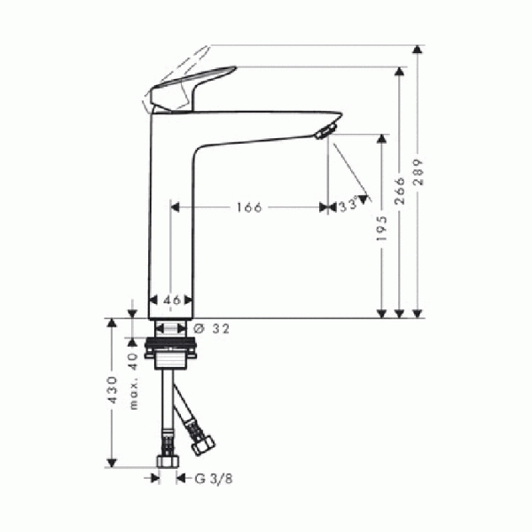 Hansgrohe Logis Смеситель для раковины, однорычажный, цвет: хром