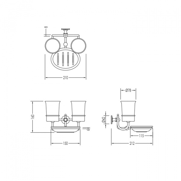 Devon&Devon First Class Мыльница и два стакана, подвесные, цвет: хром/белый