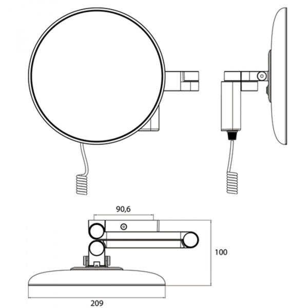 EMCO Evo Зеркало косметическое, LED, Ø209мм,  двойной, snoer, ELS, 3x кратное увеличение, подвесной, цвет: хром