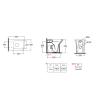 AZZURRA PRUA Унитаз приставной 55х35х42см, сиденье на выбор
