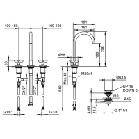 Fantini Icona Classic Смеситель для раковины, 3 отверстия, цвет: хром