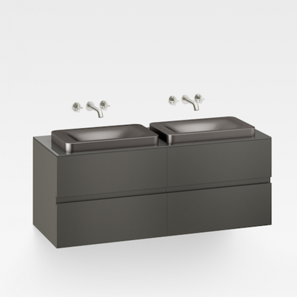 Armani Roca Baia Тумба подвесная с 2 раковинами, 155х59х61см с 4 ящиками, со столешницей, цвет: черный