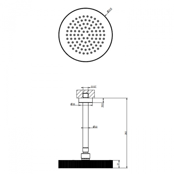 Gessi Ingranaggio Верхний душ, потолочный, цвет: хром