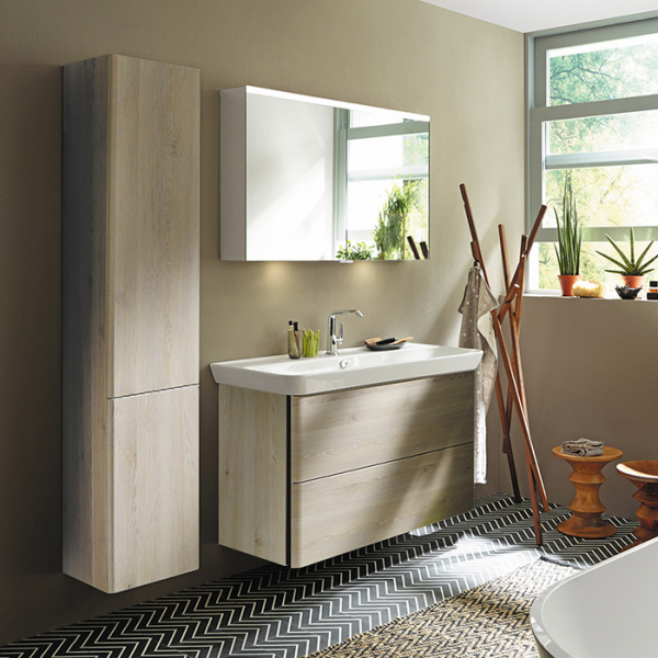 Burgbad Iveo База подвесная с керамическим умывальником с 1 отв под смес. 120х49.2х72.1см.2 выдв ящика, сифон в компл. F2835, цвет: дуб меринос