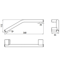 EMCO System2 Поручень изогнутый, 348мм, подвесной,  цвет: хром