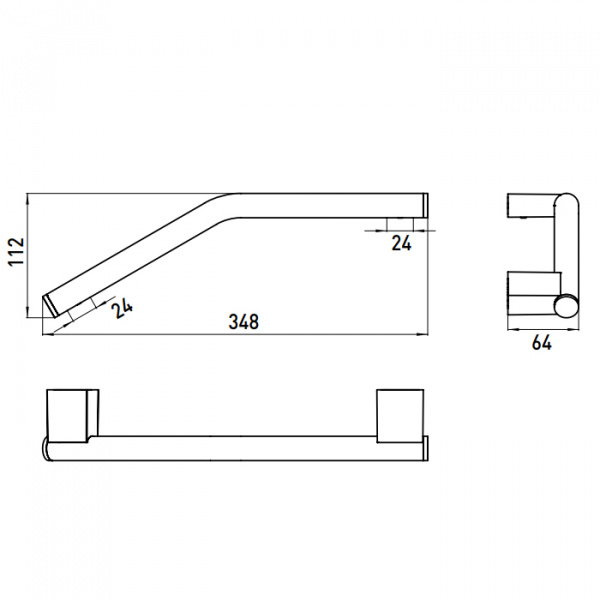 EMCO System2 Поручень изогнутый, 348мм, подвесной,  цвет: хром