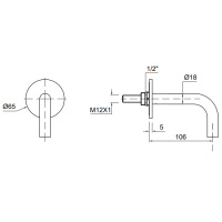 Antonio Lupi Ayati Излив для раковины, настенный, длина: 100 мм, (внешняя часть), цвет: нержавейка полированная