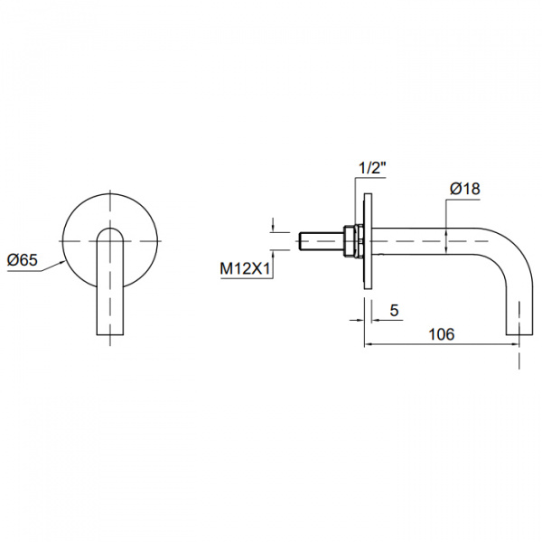 Antonio Lupi Ayati Излив для раковины, настенный, длина: 100 мм, (внешняя часть), цвет: нержавейка полированная