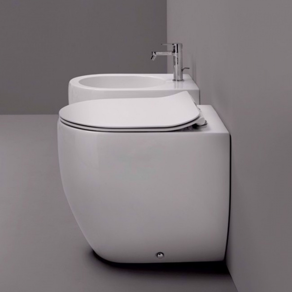 Kerasan Flo унитаз приставной БЕЗОБОДКОВЫЙ 52х36см, слив в стену, цвет: белый