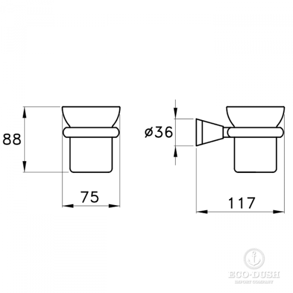 Stella 130 Держатель стакана или мыльницы подвесной (без стакана и мыльницы) 1012/1022 цвет: хром