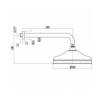 Gattoni PD Верхний душ классика кругл. D=300mm с настенным держателем 349mm, цвет: бронза