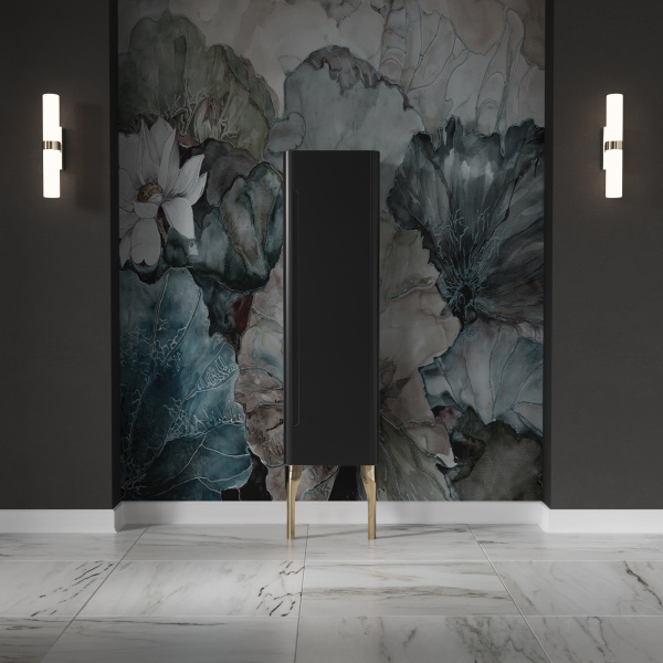 Kerasan Waldorf Колонна подвесная 40х35х129 см, с дверкой, петли справа DX, цвет: Nero matt НОЖКИ НА ВЫБОР