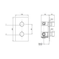 Antonio Lupi Bikappa Смеситель для душа, термостатический, с ручкой управления и переключателем потоков на 3 выхода, цвет: хром