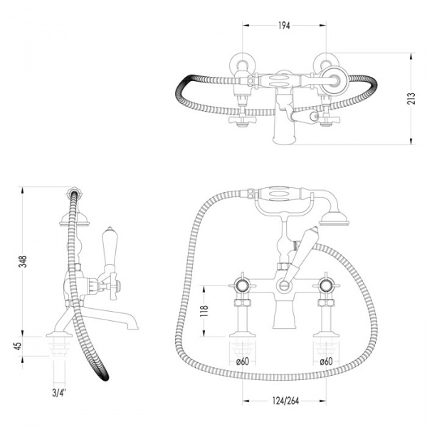 Devon&Devon Coventry Смеситель для ванны, цвет: никель сатинированный