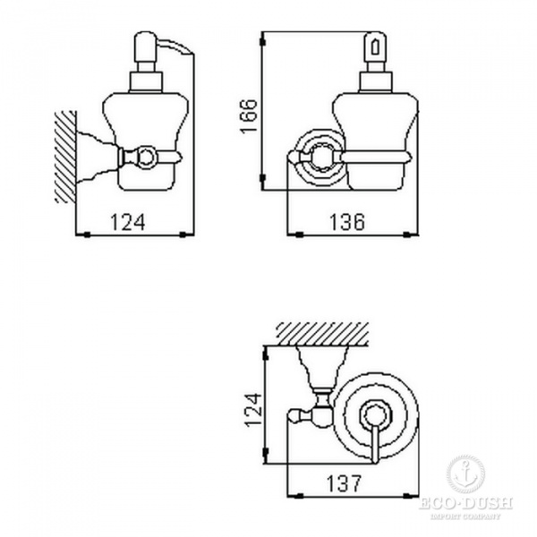 HUBER Croisette Дозатор подвесной, цвет: бронза/керамика