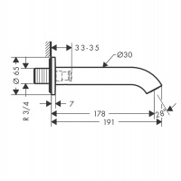 Axor Uno Излив для ванны, цвет: матовый черный