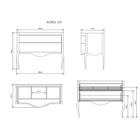 EBAN Sonia Комплект мебели, с раковиной, зеркалом, 108 см, Цвет: PERGAMON