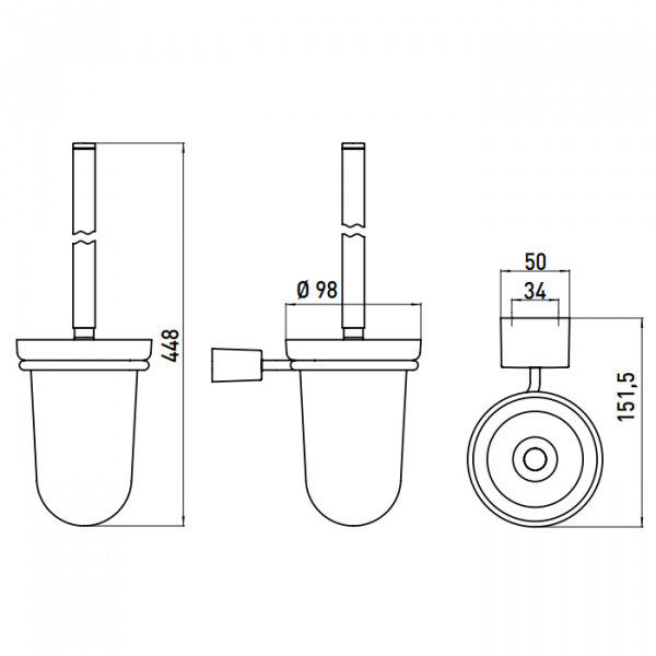 EMCO Logo2 Туалетный ершик, глубокий матовое стекло, подвесной, цвет: хром
