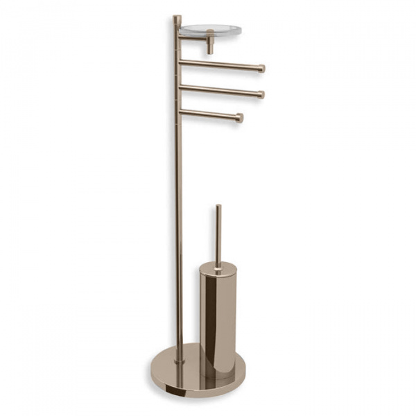 Bertocci Cinquecento Напольная стойка с ершиком и бумагодержателем, п/держателем и мыльницей, цвет: nichel mat
