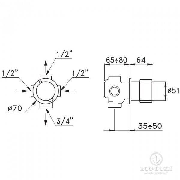 Stella Timeaster Встраиваемый переключатель для ванны/душа 0/150, цвет: хром
