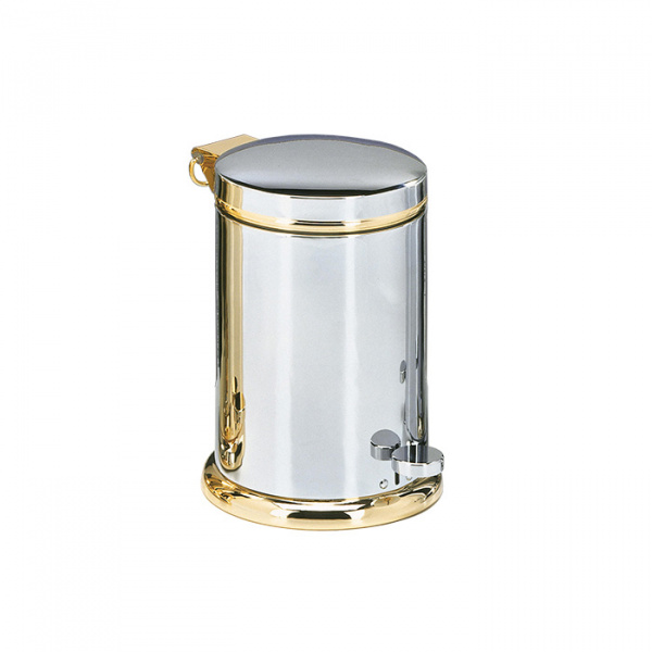 Decor Walther TE 37 SC Ведро 21xh29см, с педалью и крышкой, softclose, напольное, цвет: хром / золото