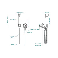 THG CORVAIR Гигиенический душ в комплекте с встраиваемым однорычажным смесителем, шланг 1250 мм., держатель с подводом воды, внешняя часть, цвет: хром