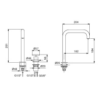 Fantini Fontane Bianche Смеситель для раковины, 2 отв., цвет: Matt Gun Metal PVD