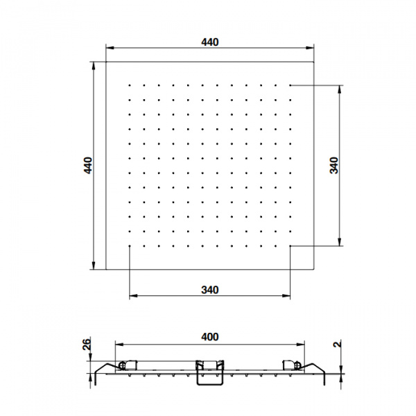 Bongio Soffioni Верхний душ квадратный встраиваемый 400х400 мм, цвет: золото