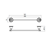 Gattoni Vivaldi  Полотенцедержатель 60см, подвесной, цвет: хром