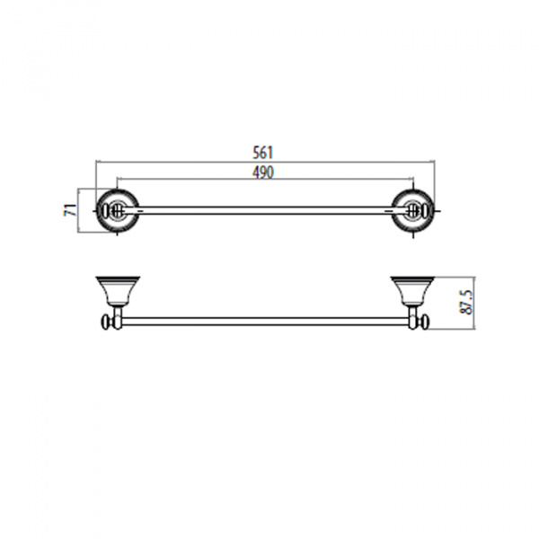 Gattoni Vivaldi  Полотенцедержатель 60см, подвесной, цвет: хром