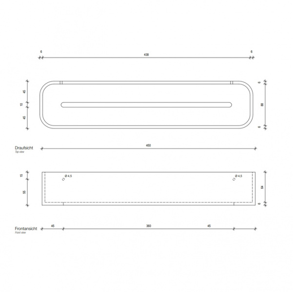 Decor Walther Stone DCT45 Душевая полочка 45x10см, подвесная, цвет: белый / сталь матовая